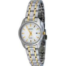 Women's Two Tone Stainless Steel Case and Bracelet White