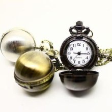 1/3 Color Personality All-match Fnr Flip Double Pocket Watch Necklace