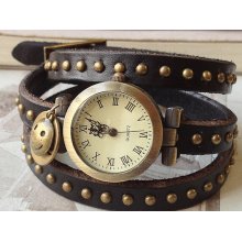 1 Piece of 26 mm Soft Leather Stud Strap Wrist Watch with Cute Pendants (sn.g)