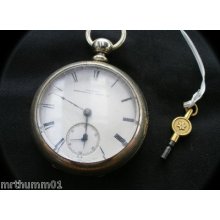 1879 Mens Key Wind Pocket Watch Illinois Springfield Watch Company-serviced