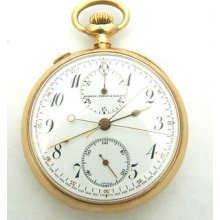 1916 Shreve Treat & Eacret Split Second Chronograph Pocket Watch 14k Solid Gold