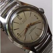 1960' De Bole Men's Swiss Made 17Jwl Silver Watch w/ Silver Bracelet