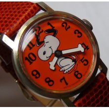 1968 Snoopy Silver Full Size Watch - Rare