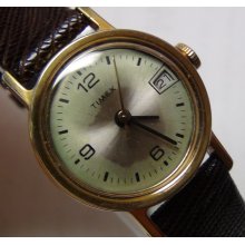 1970' Timex Ladies Gold Watch w/ Lizard Strap - Unique and Rare