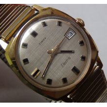 1970' Timex Men's Gold Electric Calendar Watch w/ Bracelet