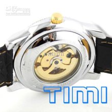 2012 Hotsale Men Automatic Skeleton Mechanical Wrist Watch Leather F