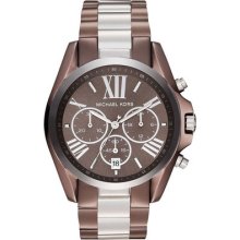 $250 Michael Kors Women's Bradshaw Espresso Silver Watch Mk5664