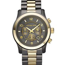 $275 Michael Kors Men's Runway Gunmetal And Gold Watch Mk8160