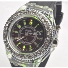 30pcs Elegant Led Digital Watch Jelly Crystal Silicone Watch Flash G