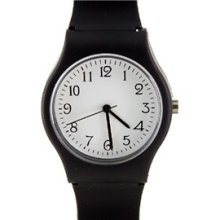 6018 Round Shaped Watch Dial Plastic Cement Watchband Wrist Watch (Black)