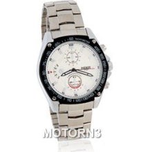 8122 Stylish Design White Dial Watch with Stainless Steel Strap (Silv