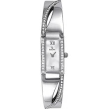 96T63 Bulova Ladies Crystal White Steel Watch