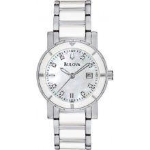 98P121 Bulova Ladies Diamonds Ceramic Steel Watch