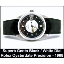 A Classic Gents Vintage Black / White Dial Rolex Oysterdate Precision - 1968.