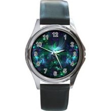 Abstract Graphics Unisex Silver-Tone Round Metal Watch 24