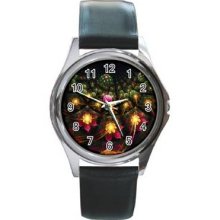 Abstract Graphics Unisex Silver-Tone Round Metal Watch 28