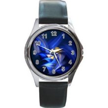 Abstract Graphics Unisex Silver-Tone Round Metal Watch 40