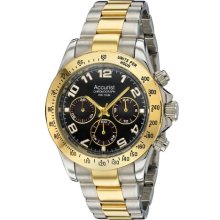 Accurist Men's Quartz Watch With Black Dial Chronograph Display And Multicolour Stainless Steel Plated Bracelet Mb981b