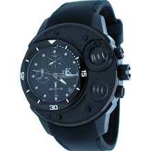 Adee Kaye Ak8000-mipb Men's Black Ip Resin Band Spring Pusher Chronograph Watch