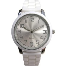 ADVANCE WATCH COMPANY LTD. Silver Dial Watch with White Band -