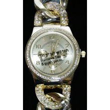 Akribos Xxiv Ak558y Gwomen Quartz Multfunction Crystal-accented Twist Chai Watch