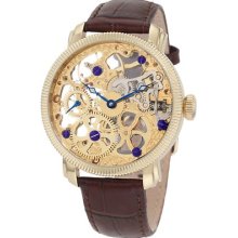 Akribos Xxiv Men's Mechanical Skeleton Gold-tone Watch Akr418yg