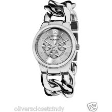 Akribos Xxiv Silver Twist Chain Quartz Multifunction Watch Retails $495