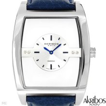 Akribos Xxiv Watch Diamond Floating Strap Swiss Quartz Retail $495