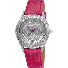 Akribos XXIV Women's Diamond Fuchsia Brilliance Swiss Quartz Strap Watch