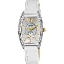 Akribos XXIV Women's Diamond Swiss Quartz Tonneau White Strap