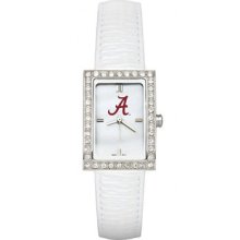 Alabama Crimson Tide Ladies Allure Watch White Leather Strap LogoArt