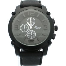 All Black Silicone Rubber Men's Wrist Watch Geneva Designer's Fashion