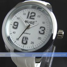 Analog Quartz Hours Clock Dial Date White Rubber Unisex Wrist Watch Wh107