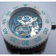 Android Ad564bbu Maxjet Skeleton Automatic Stainless Steel Bracelet Watch W Blue