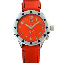 Android Mens Espionage Automatic Stainless Watch - Orange Leather Strap - Orange Dial - AD496ARG