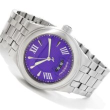 Android Men's Spiral Automatic Stainless Steel Bracelet Watch PURPLE