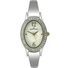 Anne Klein 8757wttt Women Mother Of Pearl Oval Dial Crystals Dressy Watch