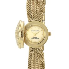 Anne Klein Flower Case Chain Bracelet Watch Champagne Gold