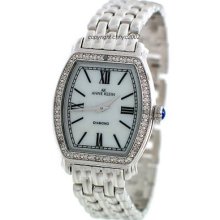 Anne Klein Women's 10-7959mpsv Mother Of Pearl Silvertone Diamond Accented Watch