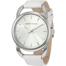 Anne Klein Women's 10-9927SVWT White Calf Skin Quartz Watch with ...