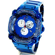 Aqua Master 1.30ct Round Cargo Men's Blue Stainless Steel Watch W142