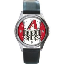 Arizona Diamondbacks Mlb Round Metal Watch