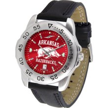 Arkansas Razorbacks Sport Leather Band AnoChrome-Men's Watch