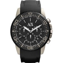 Armani Exchange Ax1210 Fast Shipping Black Silicone 46mm Black Dial