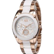 Armani Exchange AX5036 White Silicone Rose Gold Tone Women's Watch