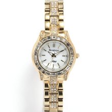 Armitron Gold Tone Crystal And Mother-Of-Pearl Watch - Made With