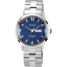 Armitron Mens Blue Dial Silver-Tone Dress Watch