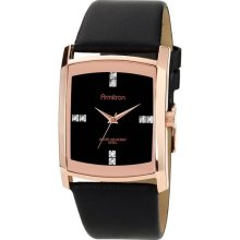 Armitron Mens Crystal Accent Leather Strap Watch