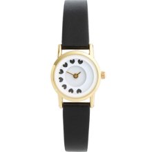 Asos Moving Dial Heart Detail Ladies Watch With Black Strap