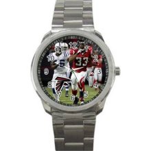 Atlanta Falcon 10 Unisex Silver-Tone Sports Metal Watch